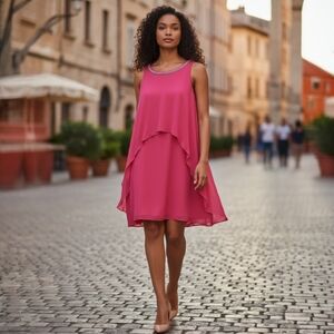 S.L. Fashions Cerise Sleeveless Dress